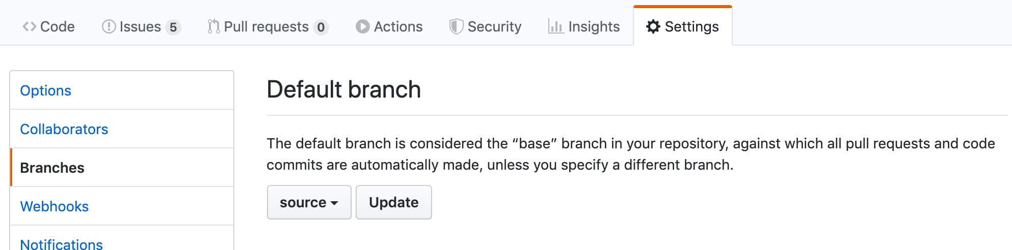 Change default branch